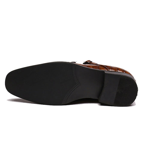 Crocodile Pattern Business Flat Bottom Leather Formal Shoes, 38, 39, 40, 41, 42, 43, 44, 45, 46, 47, 48