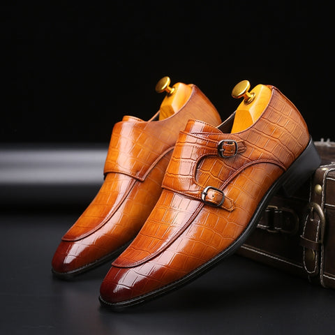 Crocodile Pattern Business Flat Bottom Leather Formal Shoes, 38, 39, 40, 41, 42, 43, 44, 45, 46, 47, 48