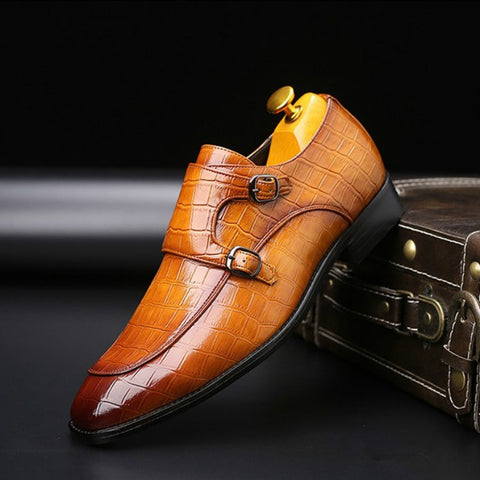 Crocodile Pattern Business Flat Bottom Leather Formal Shoes, 38, 39, 40, 41, 42, 43, 44, 45, 46, 47, 48