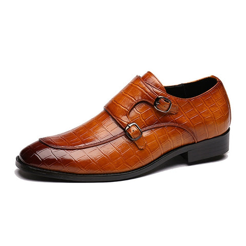 Crocodile Pattern Business Flat Bottom Leather Formal Shoes, 38, 39, 40, 41, 42, 43, 44, 45, 46, 47, 48