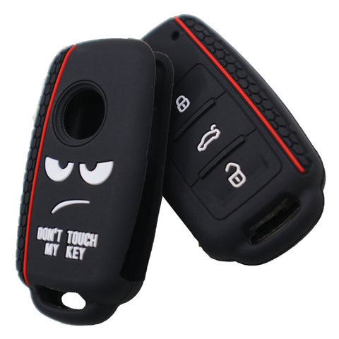 Do not Touch My Key Style Silicone Car Key Cover for Volkswagen Jetta Polo Passat Skoda Tiguan Golf, For Volkswagen Jetta Polo Passat Skoda Tiguan Golf