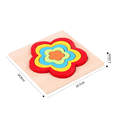 DIY Creative 3D Wooden Puzzle Geometry Shape Puzzle Children Educational Toys, Flower, Square, Oval, Polygon, Quadrilateral, Gear Shape, Round, Hexagon, Triangle, Pentagram