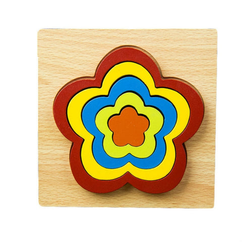 DIY Creative 3D Wooden Puzzle Geometry Shape Puzzle Children Educational Toys, Flower, Square, Oval, Polygon, Quadrilateral, Gear Shape, Round, Hexagon, Triangle, Pentagram