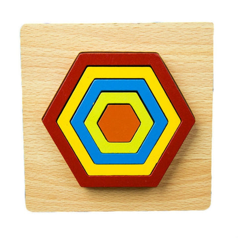 DIY Creative 3D Wooden Puzzle Geometry Shape Puzzle Children Educational Toys, Flower, Square, Oval, Polygon, Quadrilateral, Gear Shape, Round, Hexagon, Triangle, Pentagram