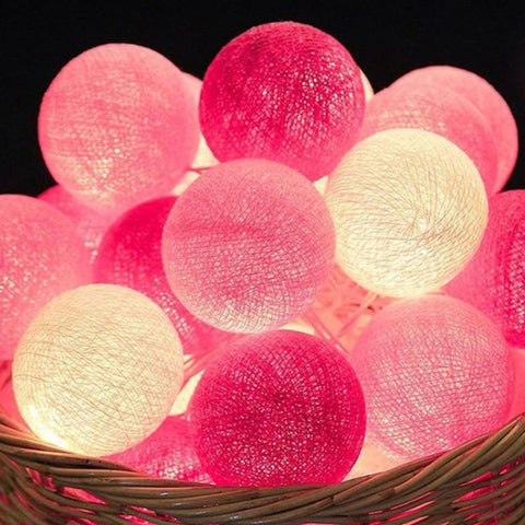3M 20 Leds Cotton Ball Light String Holiday Wedding Christmas Party Bedroom Fairy Lights Outdoor LED Light Garland Decoration, USB, Battery, EU Plug
