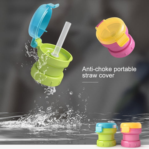 Children Portable Bottled Drinks Anti-overflow Anti-squash Replacement Straw Cap, Red, Blue, Yellow, Green