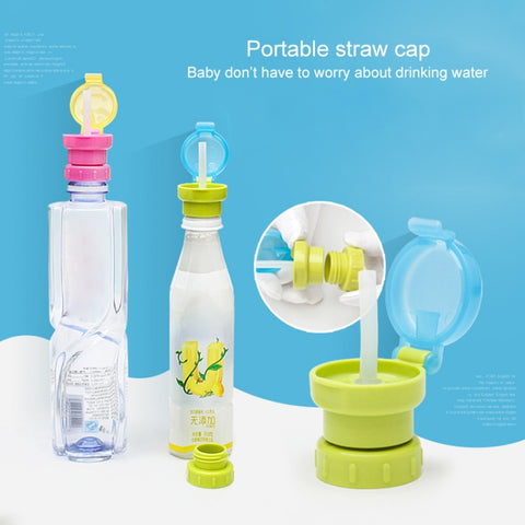 Children Portable Bottled Drinks Anti-overflow Anti-squash Replacement Straw Cap, Red, Blue, Yellow, Green