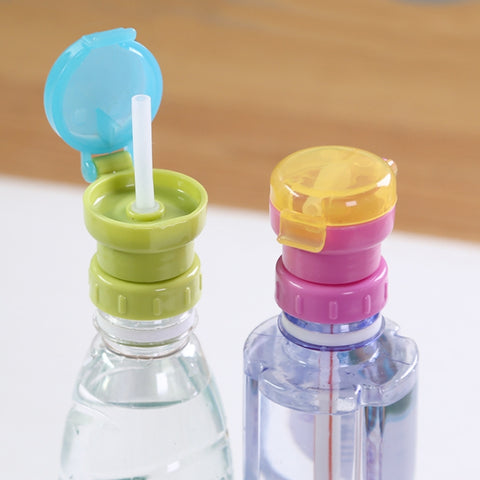 Children Portable Bottled Drinks Anti-overflow Anti-squash Replacement Straw Cap, Red, Blue, Yellow, Green