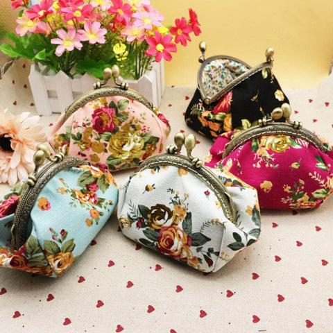 Retro Vintage Flower Small Lady Wallet Hasp Purse Clutch Bag