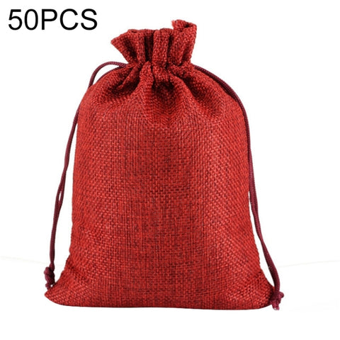 50 PCS Multi size Linen Jute Drawstring Gift Bags Sacks Wedding Birthday Party Favors Drawstring Gift Bags, 13x18cm, 15x20cm, 17x23cm