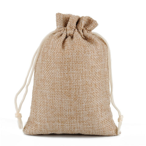 50 PCS Multi size Linen Jute Drawstring Gift Bags Sacks Wedding Birthday Party Favors Drawstring Gift Bags, 13x18cm, 15x20cm, 17x23cm