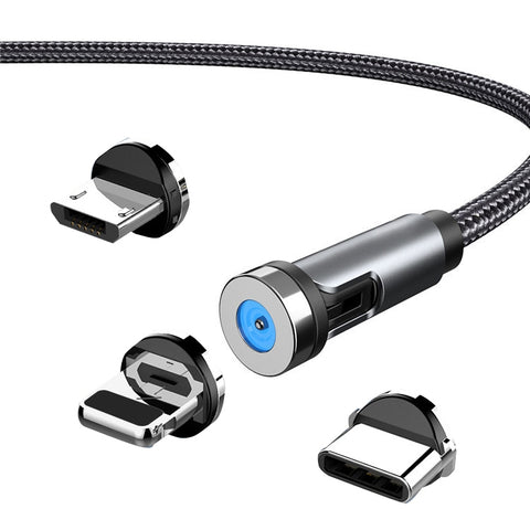 CC56 Dust Plug Rotating Magnetic Wire, Cbale Length: 2m, 2m Android Head, 2m Micro USB, 2m Type-C Head, 2m 8Pin Head, 2m Line+Three Heads, 2m + 8Pin + Type-C/USB-C + Micro USB, 2m Line