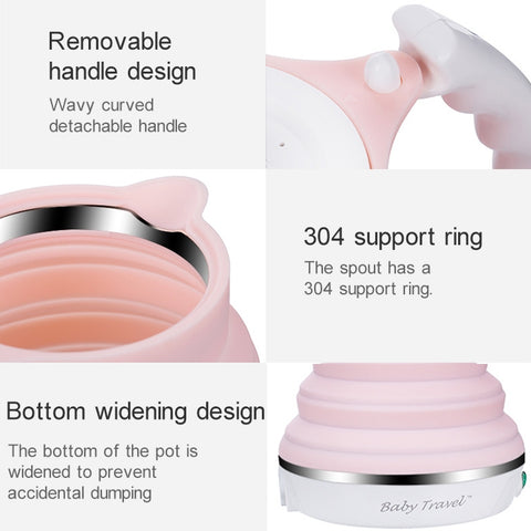 Portable Folding Silicone Intelligent Constant Temperature Travel Camping Electric Kettle, US Plug, EU Plug, UK Plug
