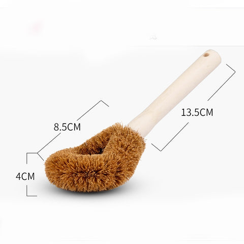 10 PCS Natural Coconut Palm Non-stick Oil Long Handle Pot Brush Cleaning Brush Kitchen Cleaning Tool, Coconut Palm Brush