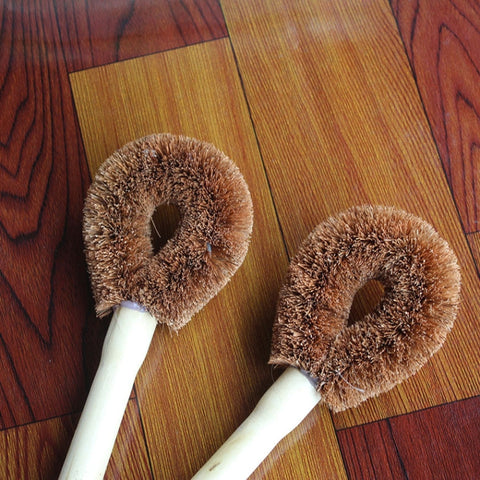 10 PCS Natural Coconut Palm Non-stick Oil Long Handle Pot Brush Cleaning Brush Kitchen Cleaning Tool, Coconut Palm Brush
