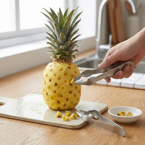 3 PCS Stainless Steel Non-slip Tip Open Blade Pineapple Clip Fruit Eye Digger, 13.5×3.5cm Stainless Steel Pattern, 13.5×3.5cm Endless Steel Nail