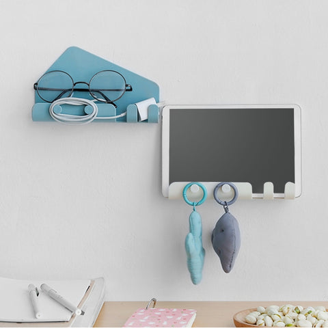 Wall Mounted 4 Hooks Mobile Phone Holder Hook Hanging Cellphone Tablet Charging Stand Bracket