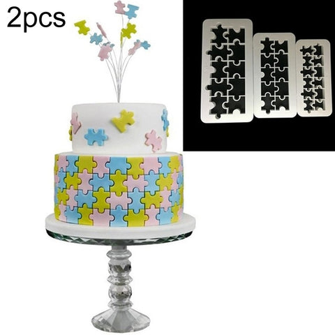 2 PCS Chocolate Cake Geometric Puzzle Embossed Strip Foundation Shape Graphic Biscuit Mold Stamping Tool, Four-sided Diamond, Jigsaw, Hexagon, Square, Regular Triangle, Oblique Triangle