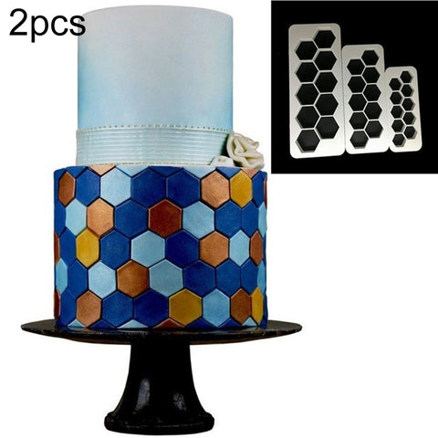 2 PCS Chocolate Cake Geometric Puzzle Embossed Strip Foundation Shape Graphic Biscuit Mold Stamping Tool, Four-sided Diamond, Jigsaw, Hexagon, Square, Regular Triangle, Oblique Triangle