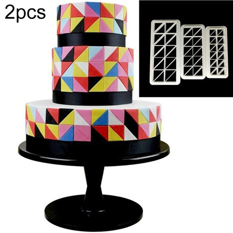 2 PCS Chocolate Cake Geometric Puzzle Embossed Strip Foundation Shape Graphic Biscuit Mold Stamping Tool, Four-sided Diamond, Jigsaw, Hexagon, Square, Regular Triangle, Oblique Triangle