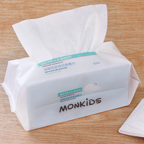 MONKIDS KS037 Disposable Face Towel Pure Cotton Thickening Pearl Cleansing Towel, 100 SheetS Pearls Texture