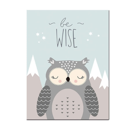 Animal Poster Painting Cartoon Nursery Wall PictureBaby Kids Room Decoration without Frame, 40x50cm