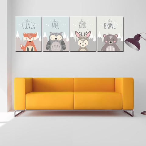 Animal Poster Painting Cartoon Nursery Wall PictureBaby Kids Room Decoration without Frame, 40x50cm