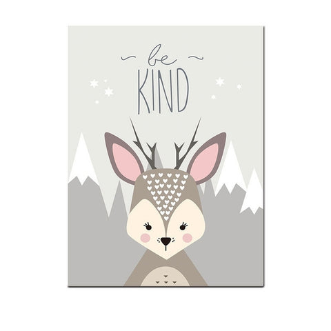 Animal Poster Painting Cartoon Nursery Wall PictureBaby Kids Room Decoration without Frame, 40x50cm