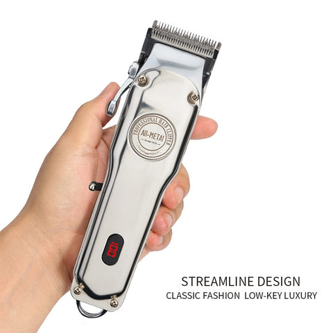 Retro Oil Head Electric Pusher Strong Power Electric Fader LCD Digital Display Rechargeable Hair Clipper, EU Plug, US Plug