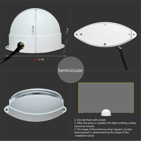 LED Door Frame Corridor Window Wall Spotlight, White, Black, Semicircle