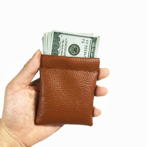 Fashion Solid Color PU Leather Coin Purse Women Men Small Mini Short Wallet Money Bags