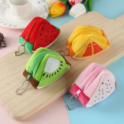 Triangle Plush Fruit Creative Three-dimensional Cute Children Change Bag Key Bag Gift