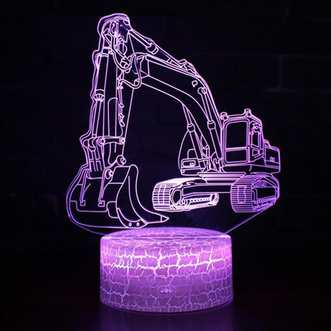 3W Excavator 3D Light Colorful Touch Control Light Creative Small Table Lamp, Touch Switch with Black Base, Touch Switch + Remote Control with Black Base, Touch Switch with Crack Base, Touch Switch + Remote Control with Crack Base