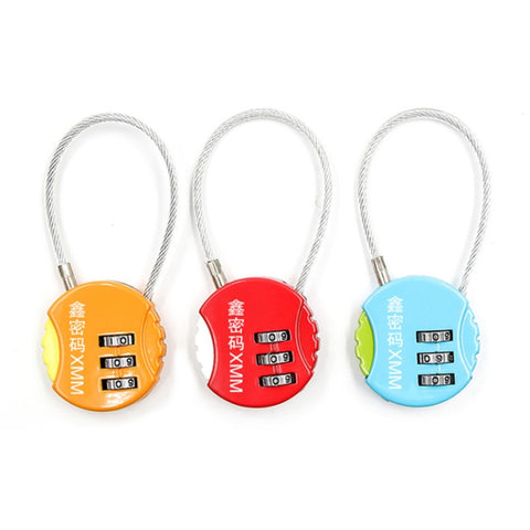 Steel Rope Spherical Combination Lock Gym Luggage Bicycle Round Padlock, Black, Silver, Red