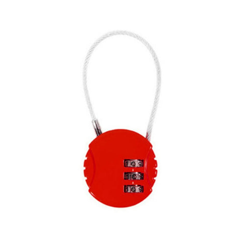 Steel Rope Spherical Combination Lock Gym Luggage Bicycle Round Padlock, Black, Silver, Red