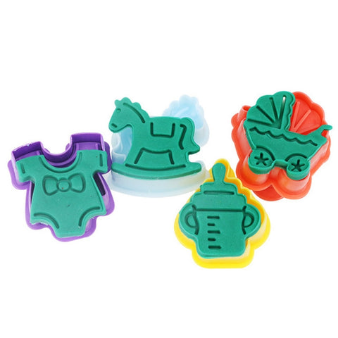 4 in 1 3D Baby Series Biscuit Mold Fondant Pressing Tools, Random Color Delivery, 4 in 1  3D Baby Series