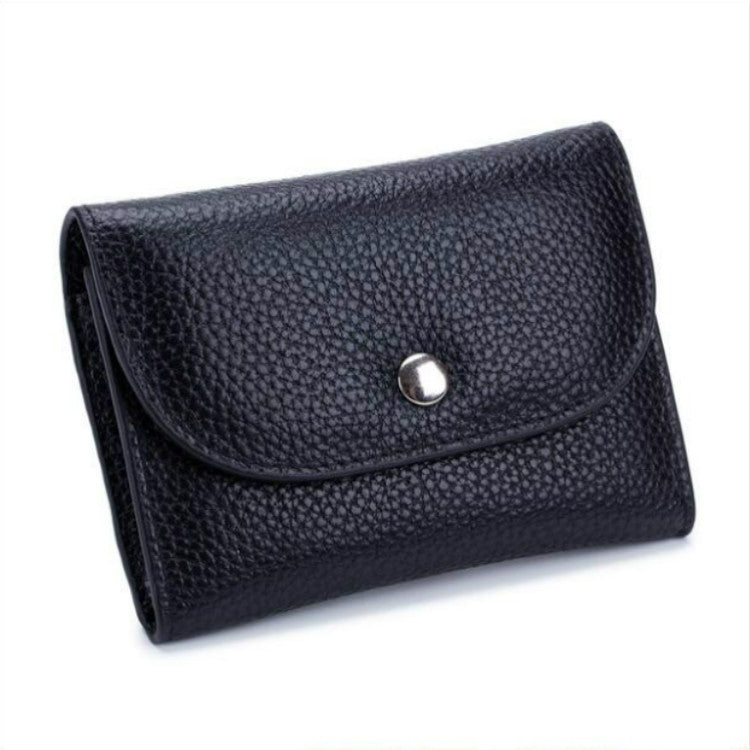Short Mini Slim Top-grain Leather Wallet Card Bag Zip Coin Pocket, Pink, Big Red, Gray, Black, Blue