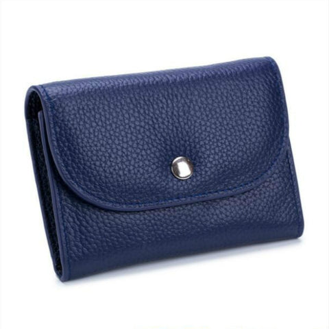 Short Mini Slim Top-grain Leather Wallet Card Bag Zip Coin Pocket, Pink, Big Red, Gray, Black, Blue