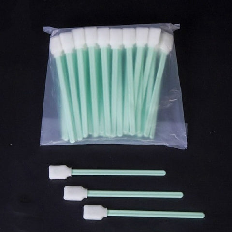 100 Sticks Inkjet Sponge Flat Head Cleaning Wipe Industrial Rod, 13cm