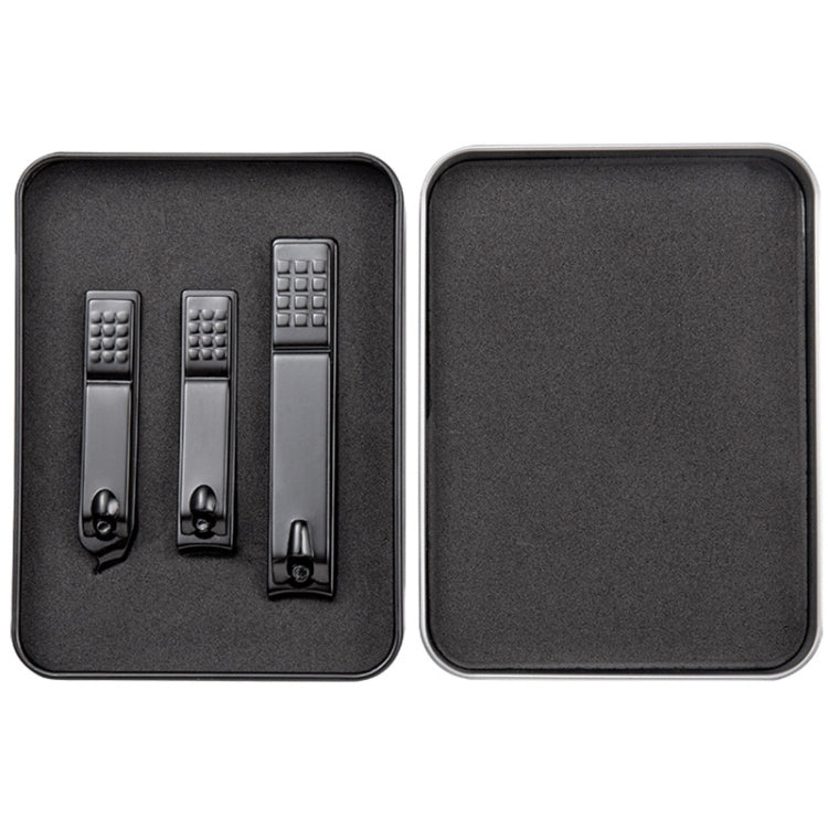 3 in 1 Black Color Titanium Nail Shear Set Exfoliating Manicure Tool, Black (Iron Box), Color Titanium (Iron Box)
