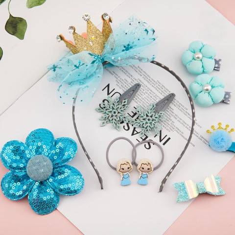 Cute Hair Accessories for Girls Mesh Bowknot Crown Headband Hair Accessories Set