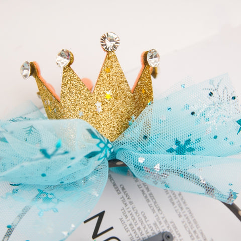 Cute Hair Accessories for Girls Mesh Bowknot Crown Headband Hair Accessories Set