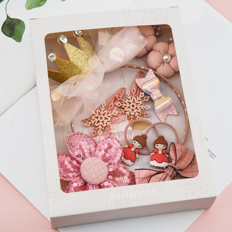 Cute Hair Accessories for Girls Mesh Bowknot Crown Headband Hair Accessories Set