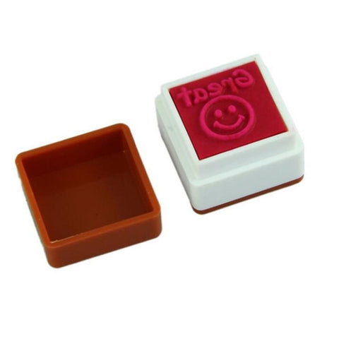 24 PCS / Box Teacher Comments Cartoon Plastic Square Stamps Colorful Pattern Children Toy Stamps, Square Stamps