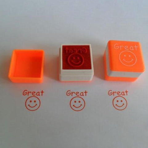 24 PCS / Box Teacher Comments Cartoon Plastic Square Stamps Colorful Pattern Children Toy Stamps, Square Stamps