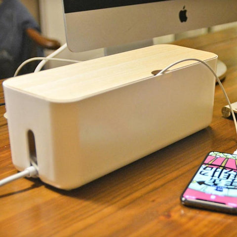 Power Cable Storage Box Case Anti-dust Charger Socket Organizer Desktop Network Line Storage Bin