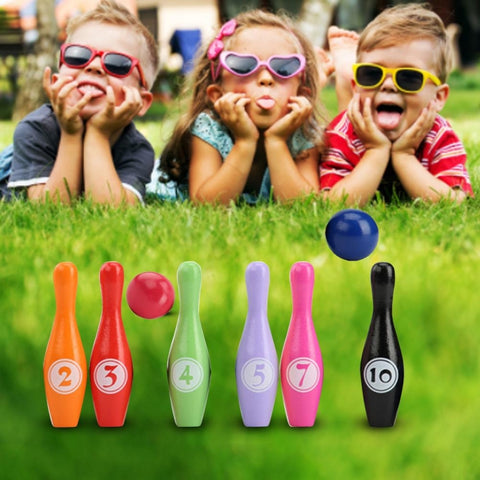 Wooden Cartoon Digital Bowling Children Educational Parent-child Interactive Toys Outdoor Sports Toys