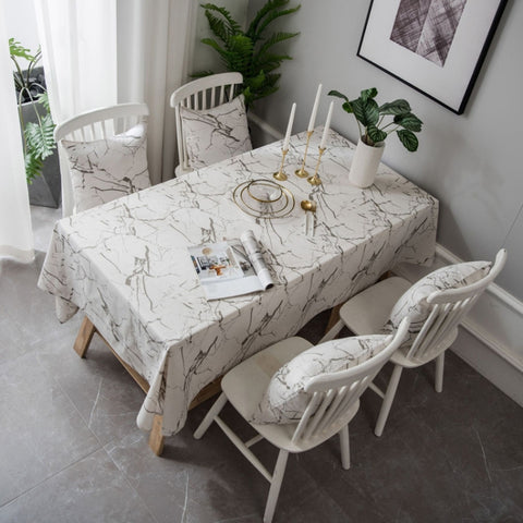 Marble Pattern Minimalist Tablecloth Cover Table Cloth Cotton Linen Dust-proof Cabinet Cloth, 60x60cm, 90x90cm, 100x140cm, 140x140cm, 140x160cm, 140x180cm, 140x200cm, 140x220cm, 140x250cm, 140x260cm, 140x300cm