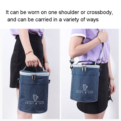 Round Lunch Bag Insulated Lunch Box Foldable & Portable Lunch Tote, L, M, S