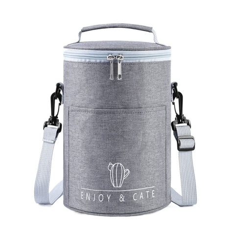 Round Lunch Bag Insulated Lunch Box Foldable & Portable Lunch Tote, L, M, S